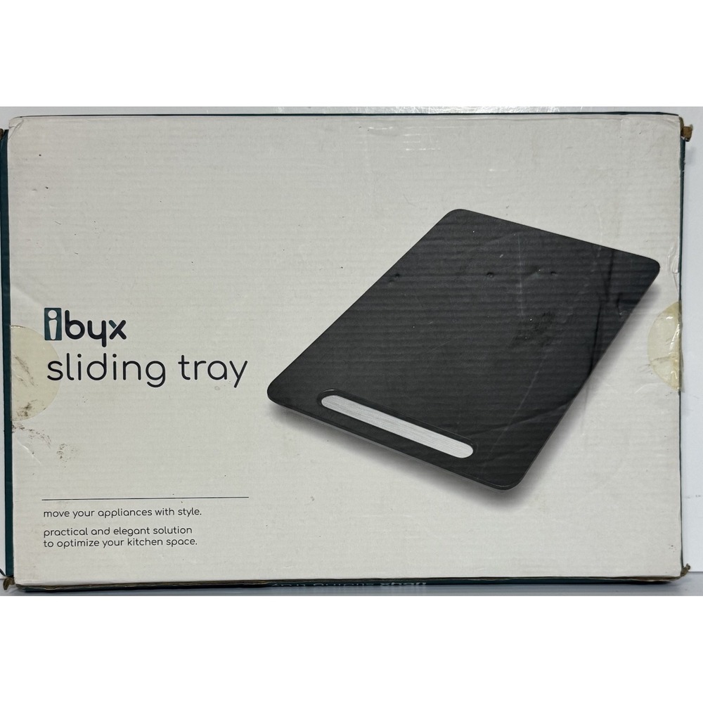 IBYX Appliance Slider 14 x 9.5 Sliding Tray for Coffee Maker Black Bamboo
